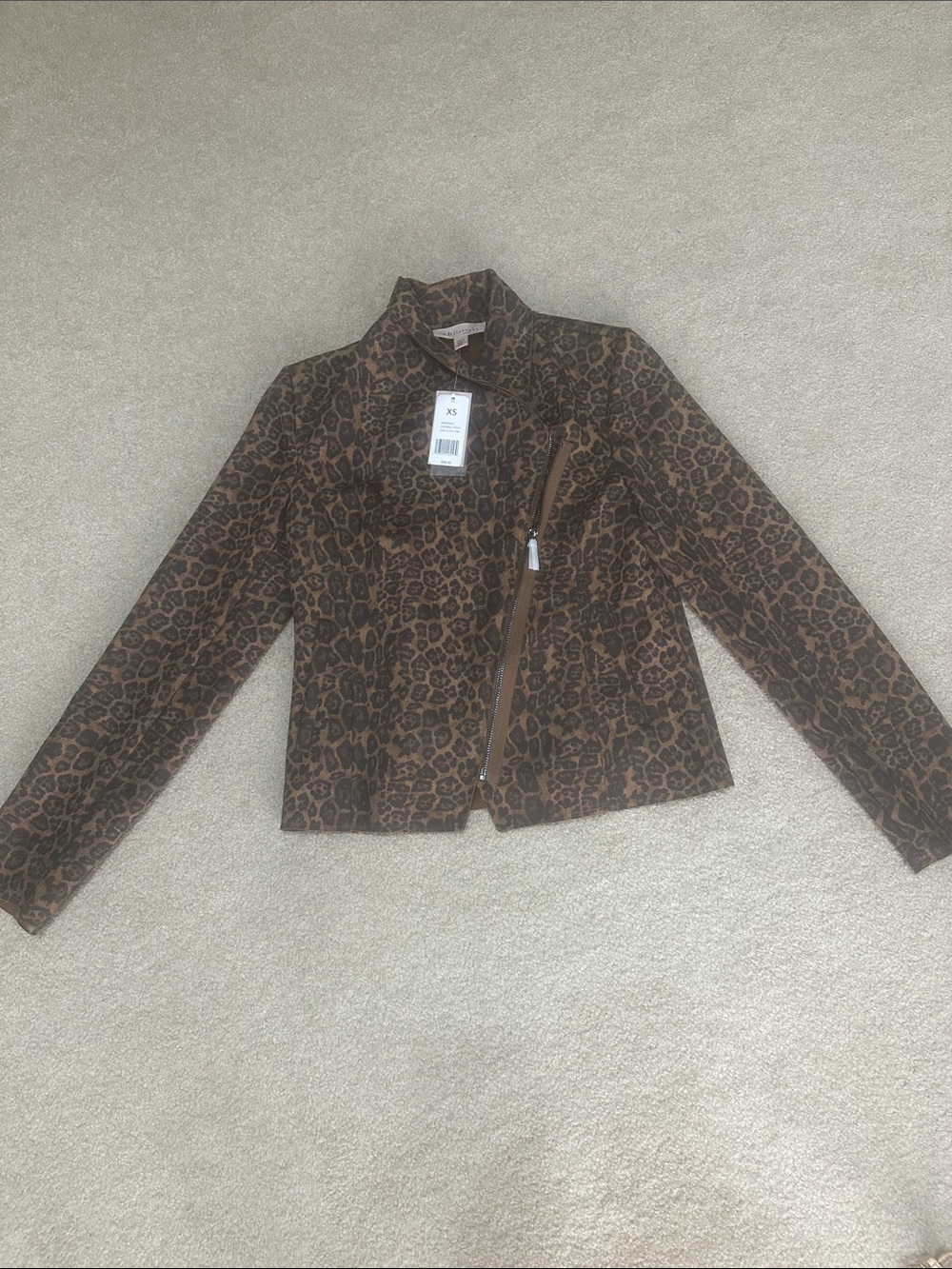 Philosophy Brown and Black Leopard Print Faux Suede Jacket